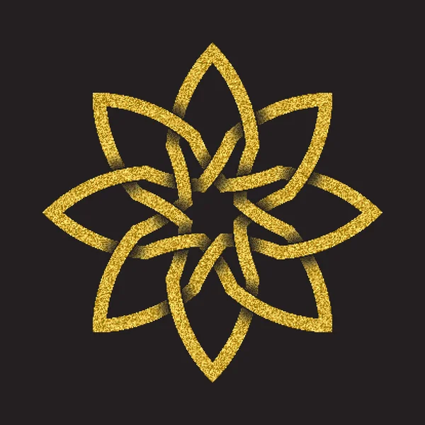 Gold glitzerndes Symbol in achteckiger Blütenform — Stockvektor