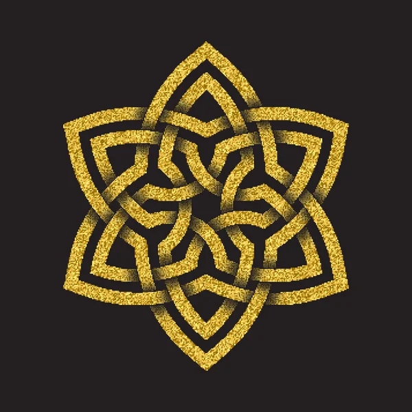 Золотой блестящий символ в форме шестиугольной мандалы — стоковый вектор