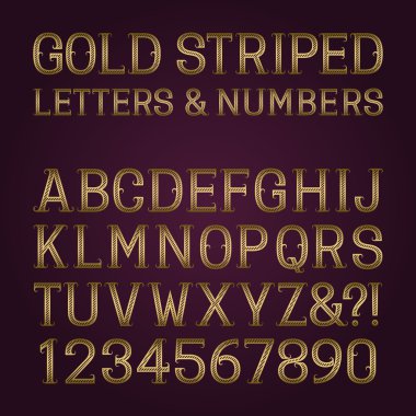 Altın çizgili harf ve rakam flourishes ile