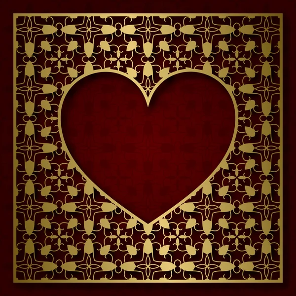 Tradiční dekorativní pozadí s čtvercový rámec v podobě srdce — Stockový vektor
