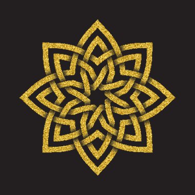 Sekizgen mandala formundaki altın ışıltılı sembolü