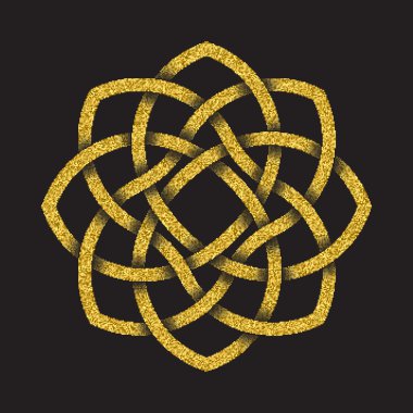 Sekizgen mandala formundaki altın ışıltılı sembolü
