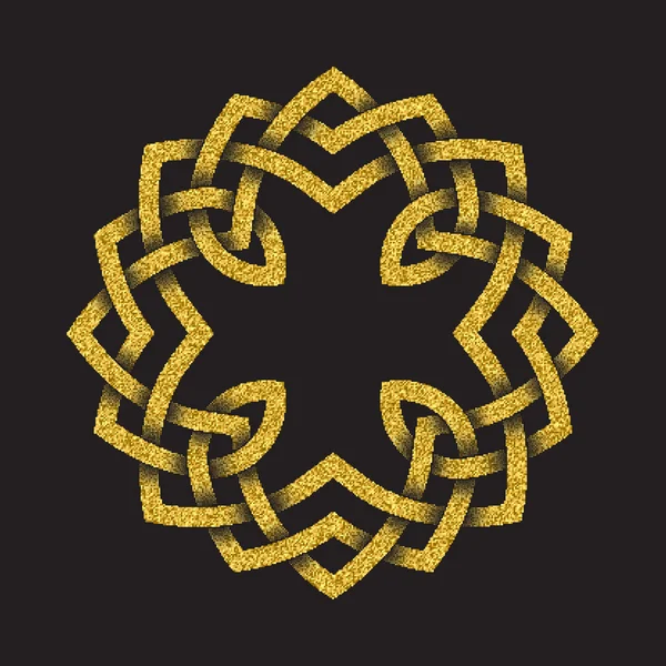 Símbolo dorado brillante en forma de mandala circular — Vector de stock