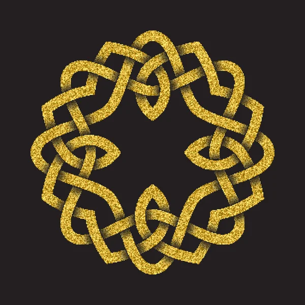 Simbolo scintillante dorato in forma di mandala circolare — Vettoriale Stock