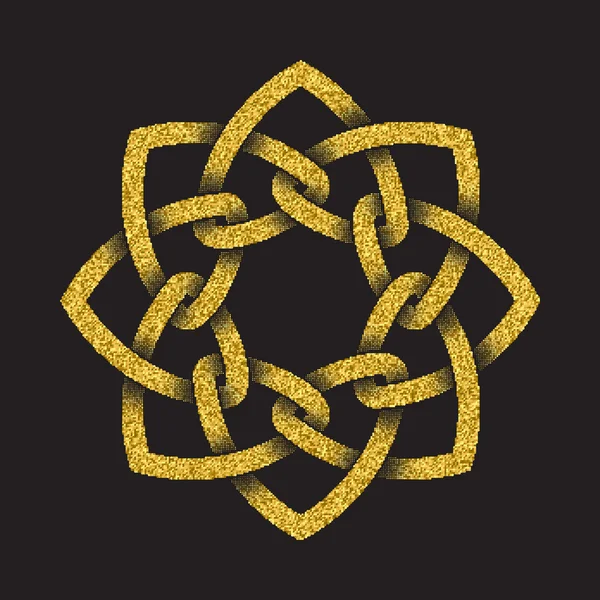Gouden glittering symbool in achthoekige mandala vorm — Stockvector