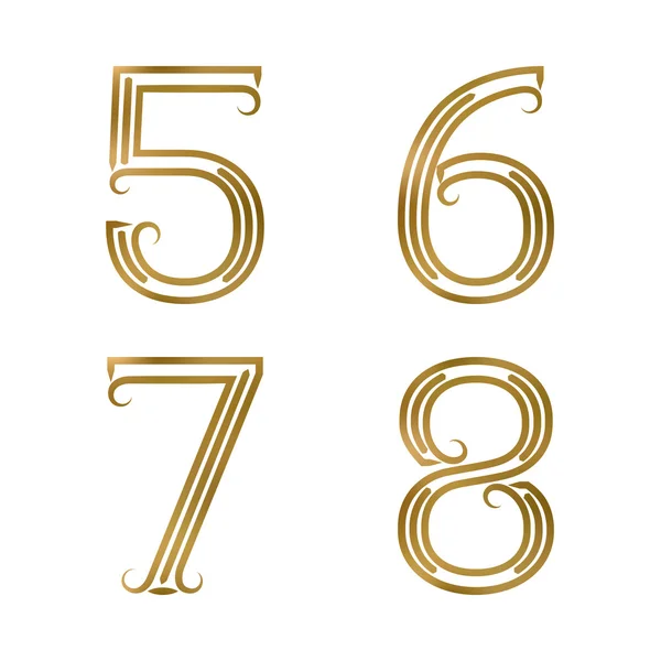 Fünf, sechs, sieben, acht goldene Zahlen. — Stockvektor