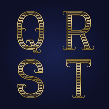 Q, R, S, T altın harflerle flourishes yivli.