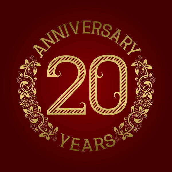 Golden emblem of twentieth anniversary.