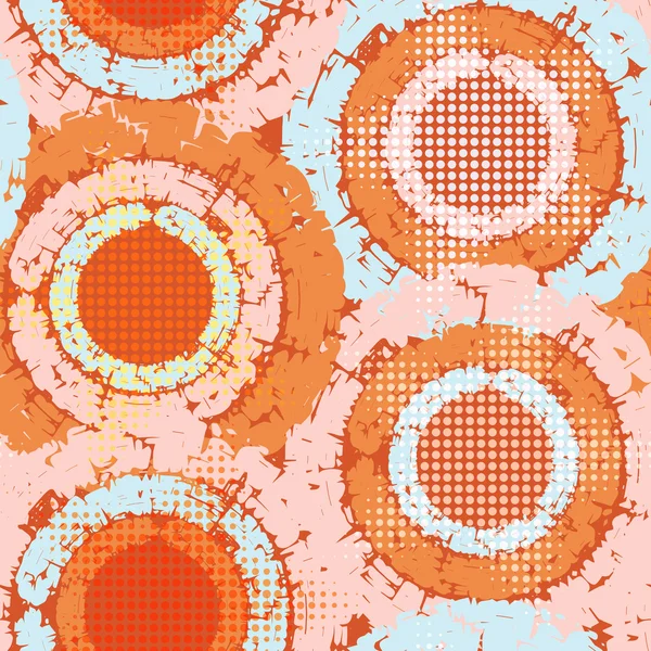 Grunge abstrait motif chaotique sans couture avec roues, taches, gouttes et éclaboussures circulaires . — Image vectorielle