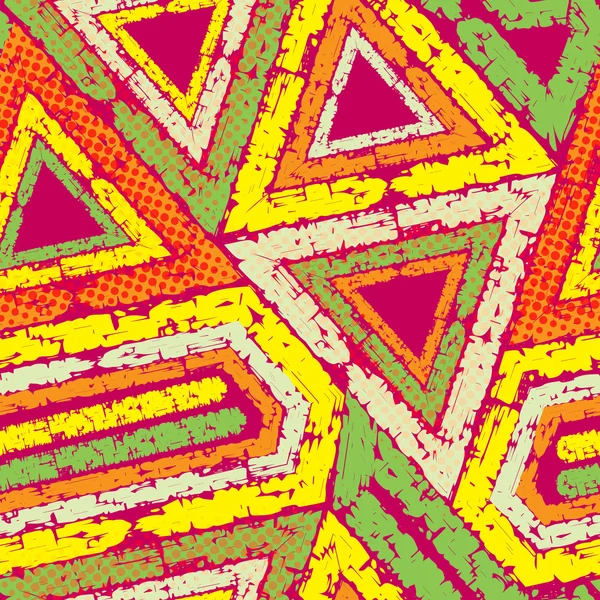Absztrakt grunge zökkenőmentes kaotikus mintázat, háromszög alakú keretek, blot, csepp és — Stock Vector