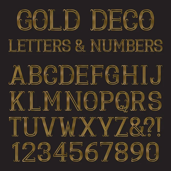 Lettere maiuscole d'oro e numeri di linee con fiorisce . — Vettoriale Stock