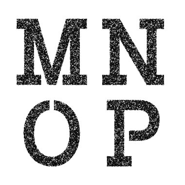 M, N, O, P şablon harfler grenli doku siyah.