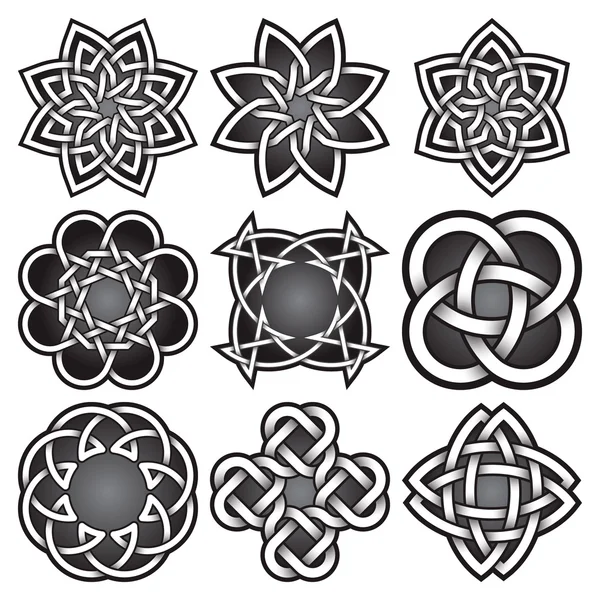 Set van logo templates in Keltische knopen stijl. Tribal Tattoo symbolen pakket — Stockvector