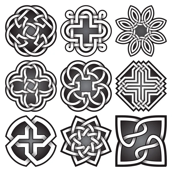 Set of logo templates in Celtic knots style. Tribal tattoo symbols package — Stock Vector