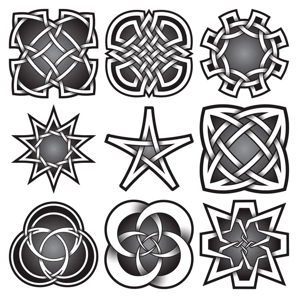 Zestaw szablonów logo w stylu Celtic węzłów. Pakiet symboli tatuażu Tribal — Wektor stockowy