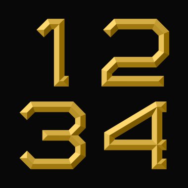 Bir, iki, üç, dört altın yönlü numaralar.