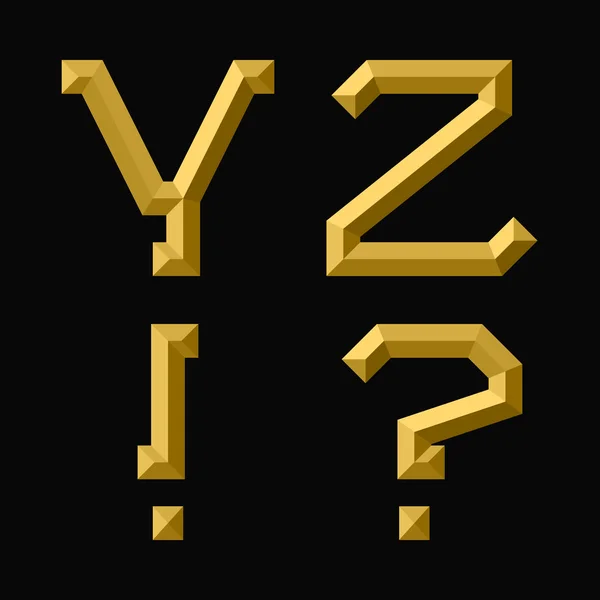 Y, Z gold faceted letters, exclamation and question marks. — Διανυσματικό Αρχείο
