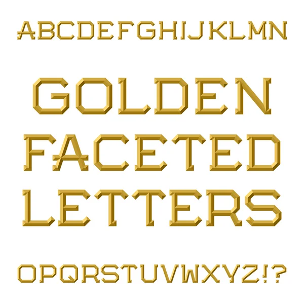 Χρυσή πολύπλευρη κεφαλαία γράμματα. Μοντέρνα και κομψή γραμματοσειρά. — Διανυσματικό Αρχείο