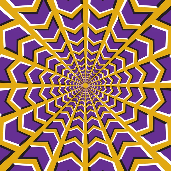 Фіолетові стрілки літають у двох напрямках до центру і з жовтого фону . — стоковий вектор