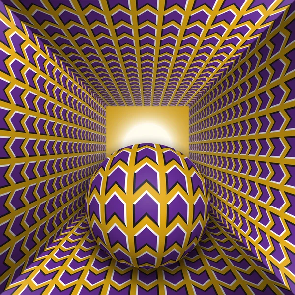 Иллюзия оптического движения. Сфера движется через квадратный туннель . — стоковый вектор