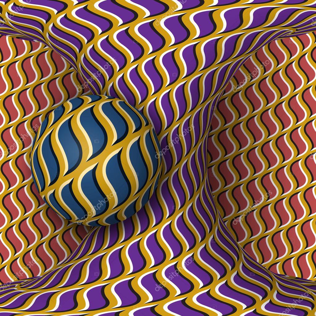 Optical motion illusion illustration. A sphere are rotation around of a ...