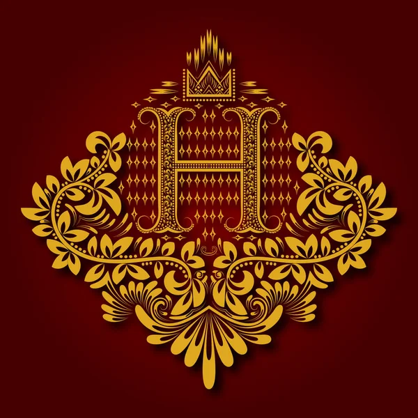 Letter Heraldiek Monogram Wapenvorm Vintage Gouden Logo Met Schaduw Kastanjebruine — Stockvector