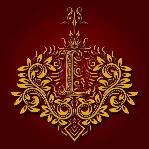 Letter Heraldiek Monogram Vorm Van Een Wapenschild Vintage Gouden Logo — Stockvector