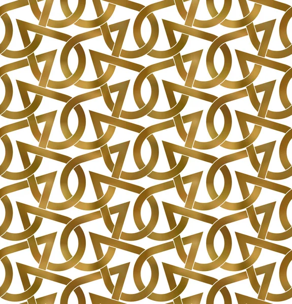 Abstraktes Wiederholbares Muster Hintergrund Von Goldenen Gedrehten Bändern Swatch Formen — Stockvektor
