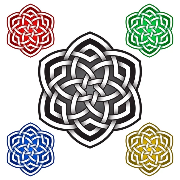 Sechseckiges Logo Symbol Keltischen Stil Tätowierungs Symbol Silbermarke Für Schmuckdesign — Stockvektor