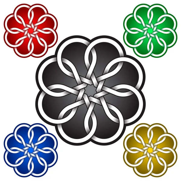 Kelt Tarzında Sekiz Taç Yapraklı Çiçek Logosu Sembolü Kabile Dövmesi — Stok Vektör