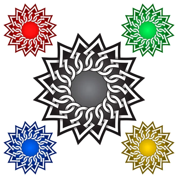 Kreisförmiges Mandala Logo Keltischen Stil Tätowierungs Symbol Silbermarke Für Schmuckdesign — Stockvektor
