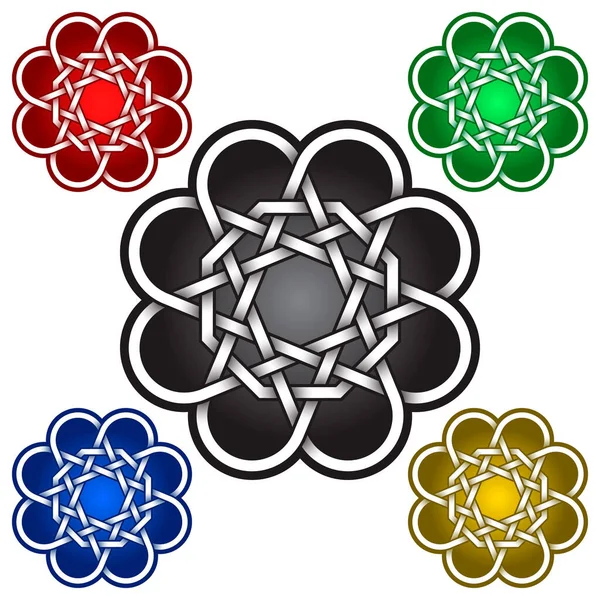 Kreisförmige Achteckige Logo Vorlage Keltischen Knoten Stil Tätowierungs Symbol Silberschmuck — Stockvektor