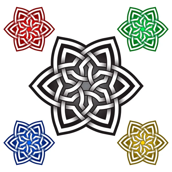 Modelo Logotipo Flor Hexagonal Estilo Nós Celtas Símbolo Tatuagem Tribal — Vetor de Stock