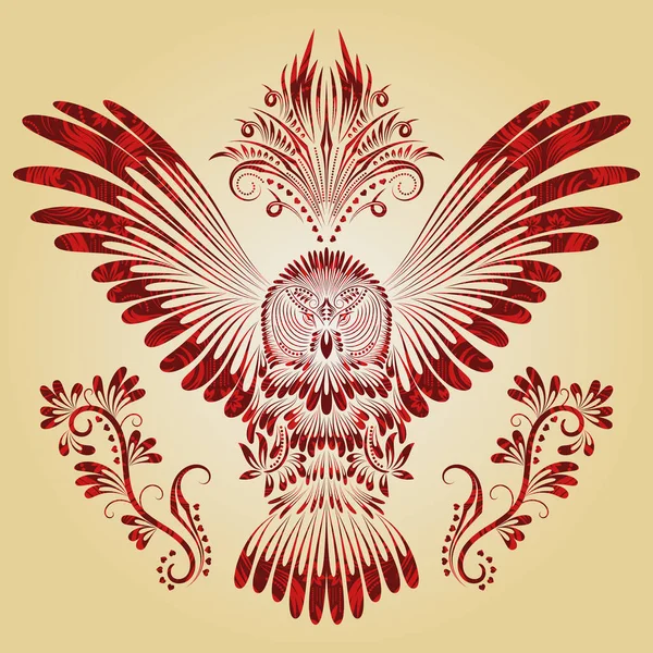 Κουκουβάγια Απλωμένα Φτερά Μοτίβο Κουκουβάγια Φυλετικό Τοτέμ Στυλ Τατουάζ Διακοσμητική — Διανυσματικό Αρχείο