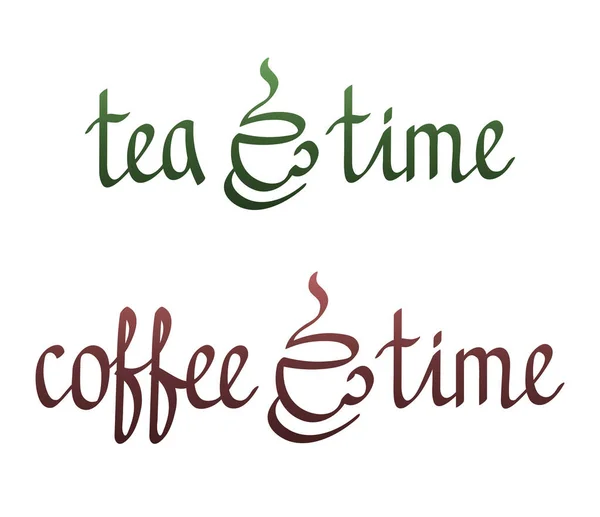 Tempo Del Caffè Tempo Isolato Lettering — Vettoriale Stock