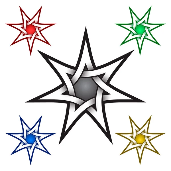 Сім Загострених Шаблонів Логотипу Стилі Кельтських Вузлів Символ Племінного Татуювання — стоковий вектор