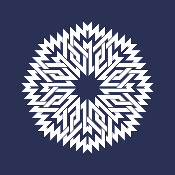 Acht Spitz Zulaufende Kreisförmige Muster Orientalischen Schnittlinienstil Weißes Mandala Schneeflocken — Stockvektor
