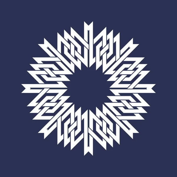 Kreisförmige Muster Asiatischen Schnittlinienstil Weißes Mandala Schneeflockenform Auf Blauem Hintergrund — Stockvektor