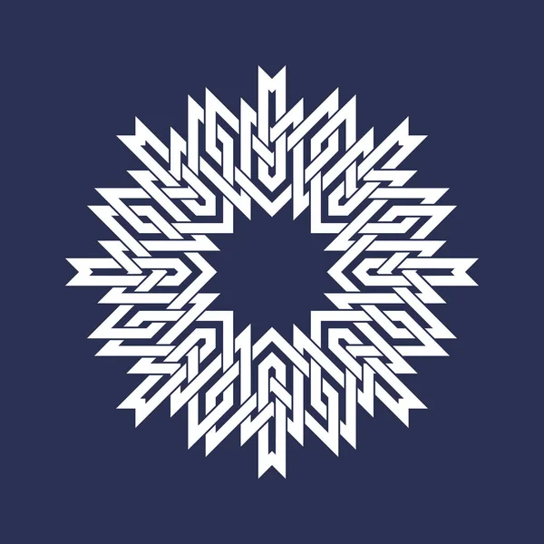 Kreisförmige Muster Asiatischen Schnittlinienstil Weißes Mandala Schneeflockenform Auf Blauem Hintergrund — Stockvektor