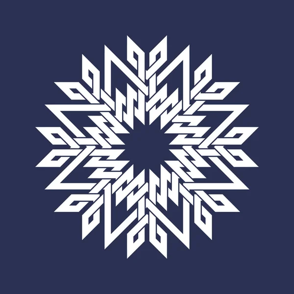 Acht Spitz Zulaufende Kreisförmige Muster Orientalischen Schnittlinienstil Weißes Mandala Schneeflocken — Stockvektor