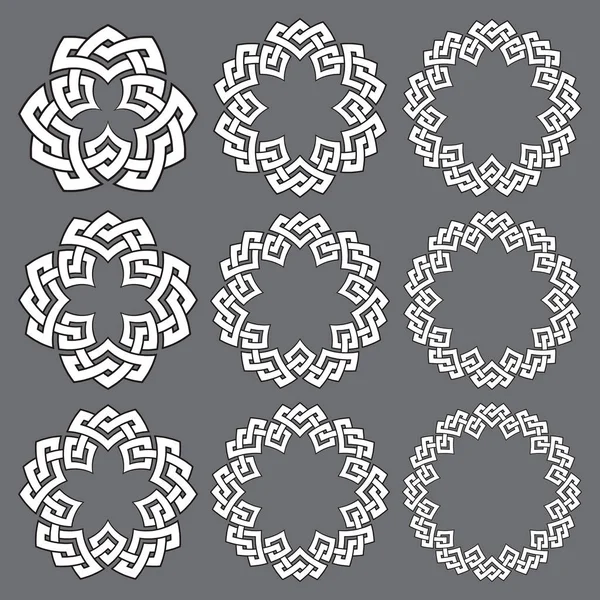 Conjunto Armações Redondas Nove Elementos Decorativos Para Design Logotipo Com — Vetor de Stock