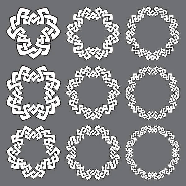 Conjunto Armações Redondas Nove Elementos Decorativos Para Design Logotipo Com — Vetor de Stock