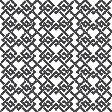 Kesişen çizgilerin soyut ve kusursuz deseni. Beyaz arkaplanda siyah çizgiler.