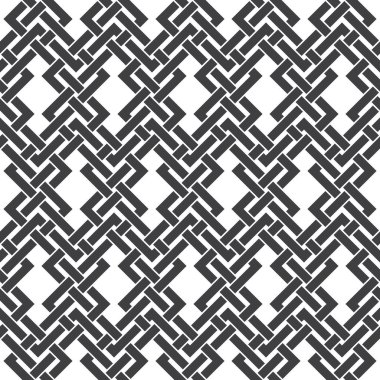 Kesişen çizgilerin soyut ve kusursuz deseni. Beyaz arkaplanda siyah çizgiler.