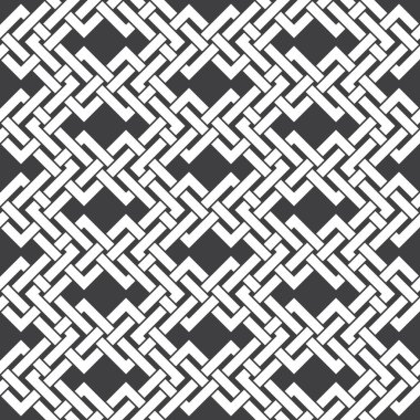 Kesişen çizgilerin soyut ve kusursuz deseni. Siyah arkaplanda beyaz çizgiler.