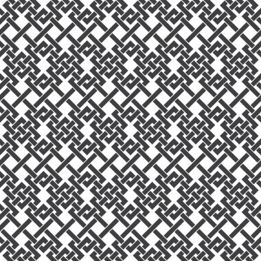 Kesişen çizgilerin soyut ve kusursuz deseni. Beyaz arkaplanda siyah çizgiler.