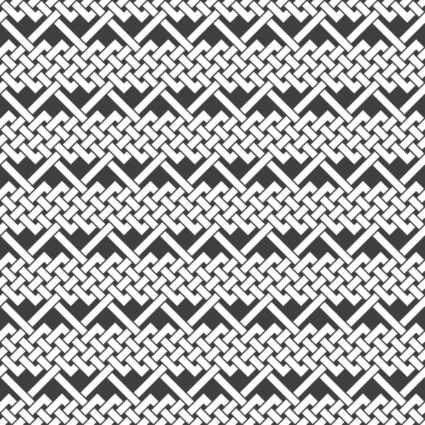 交差線の抽象的なシームレスなパターン 黒い背景に白い線のスウォッチ — ストックベクタ