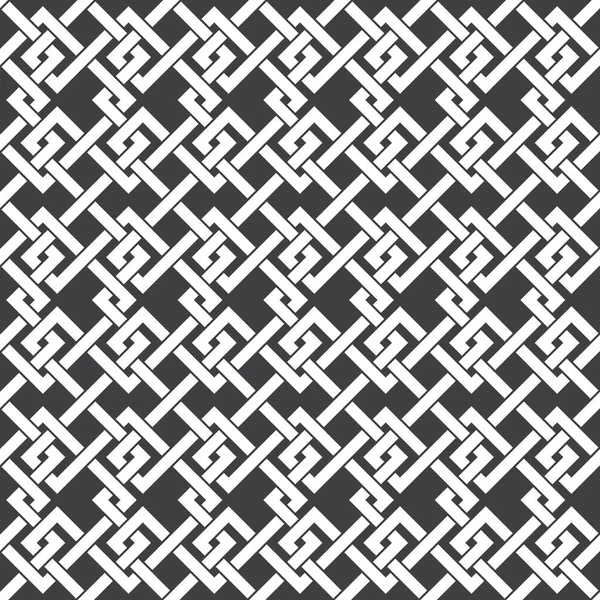 交差線の抽象的なシームレスなパターン 黒い背景に白い線のスウォッチ — ストックベクタ