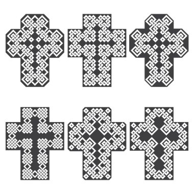 Kelt örgüsü tarzında altı haç seti.