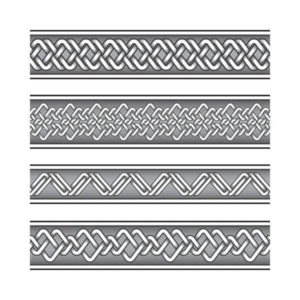 ケルトの結び目のパターンスタイルで設定されたブレスレットタトゥー ジュエリーリボン装飾 — ストックベクタ